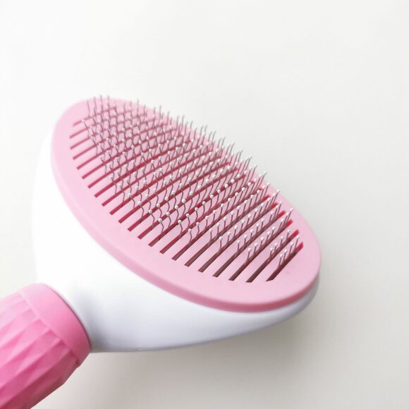 Pink Pet Grooming Brush Push-Button Self-Cleaning Deshedding Tool Dogs Cats - Picture 3 of 4